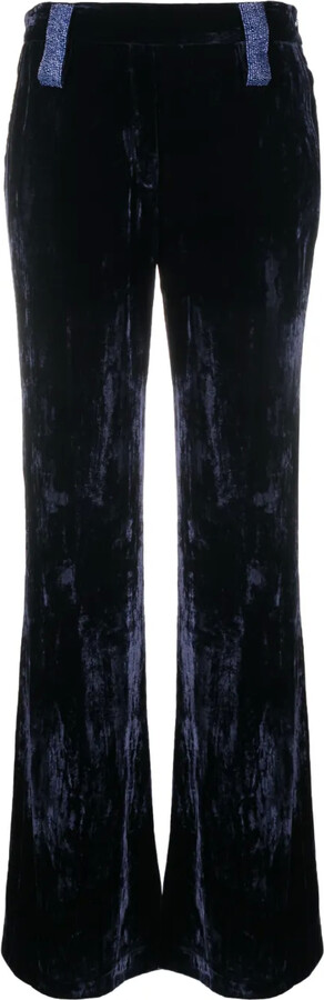 Flared Velvet-Effect Trousers