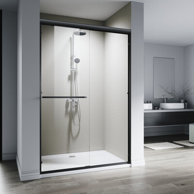 Elegant 48"W *76"H Double Sliding Frame Shower Door with 6mm Clear Tempered Glass for Bathroom