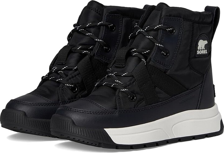SOREL Kids Whitney III Mid Waterproof (Big Kid) Kids Shoes Black/Sea Salt : 6 Big Kid M, Synthetic