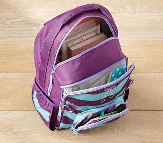 Pottery Barn Kids Fairfax Large Backpack Stripe Turq/Plum with Lavender Trim Football Helmet