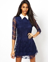 Thumbnail for your product : TFNC Lace Shift Dress With Contrast Collar