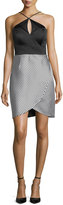 Thumbnail for your product : Phoebe Couture Halter Combo Striped-Skirt Cocktail Dress