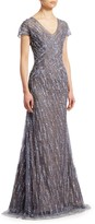 Thumbnail for your product : Rene Ruiz Collection Embellished Cap-Sleeve Gown