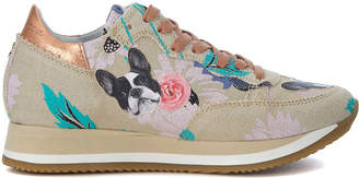 Philippe Model Etoile Beige Sneaker With Flowers And Dogs