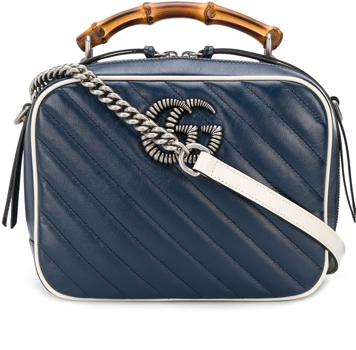 logo plaque bamboo handle shoulder bag