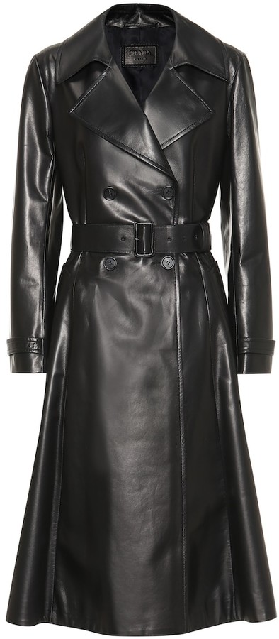 Prada Leather trench coat - ShopStyle