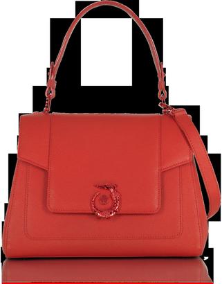 Trussardi Lovy Red Crepe Leather Satchel Bag
