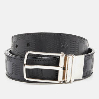 Louis Vuitton men's belt Saint-Germain in black leather, new condition!  Silvery Steel ref.107112 - Joli Closet