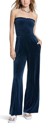 Juicy Couture Classic Velour Smocked Sleeveless Jumpsuit (Regal Blue) Women's Clothing