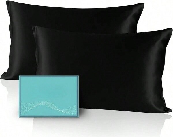 AI'MAGE 2PackKingSilkPillowcasesBlack20\