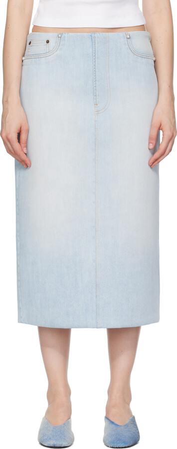 Acne Studios Blue Padded Denim Midi Skirt