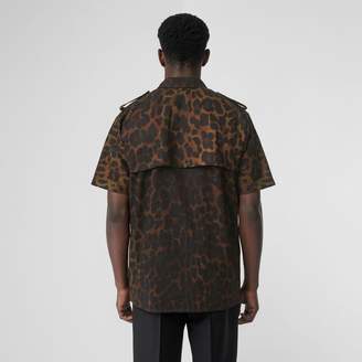 Burberry Short-sleeve Leopard Print Cotton Shirt