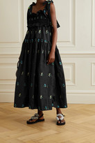 Thumbnail for your product : Cecilie Bahnsen Mika Ruffled Embroidered Taffeta Midi Dress