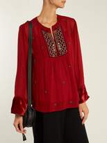 Thumbnail for your product : Velvet by Graham & Spencer Becky Embellished Chiffon Blouse - Womens - Red