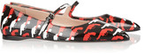 Thumbnail for your product : Miu Miu Pistol-print patent-leather point-toe flats