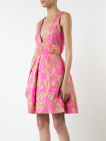 Thumbnail for your product : Marchesa Notte metallic embroidery pleated dress