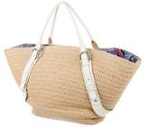 Thumbnail for your product : Ferragamo Straw Leather-Trimmed Tote