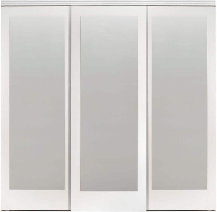 Impact Plus 108 in. x 80 in. Mir-Mel Primed Mirror Solid Core MDF Interior Closet Sliding Door with Primed Trim