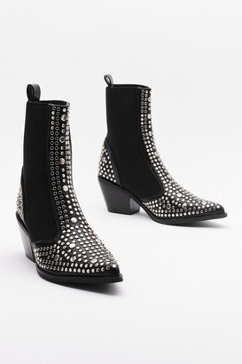 Nasty Gal Womens Western Studded Chelsea Boots - Black - 3