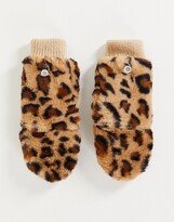 Thumbnail for your product : Urban Code Urbancode faux fur animal print mittens in brown