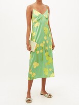 Thumbnail for your product : BERNADETTE Jeanine Floral-print Silk-blend Slip Dress - Green Floral