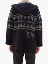 Thumbnail for your product : Alanui Crazy Monkey Hooded Cashmere Cardigan - Mens - Navy Multi