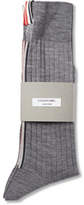 Thumbnail for your product : Thom Browne Striped Ribbed Merino Wool Socks
