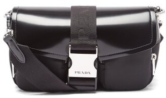 Prada Spazzolato-leather & Nylon Cross-body Bag - Black