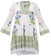 Thumbnail for your product : Juliet Dunn Tiered Floral-print Cotton Dress - Green White