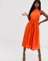 Thumbnail for your product : Asos Tall ASOS DESIGN Tall Halter Pleated Waisted Midi Dress