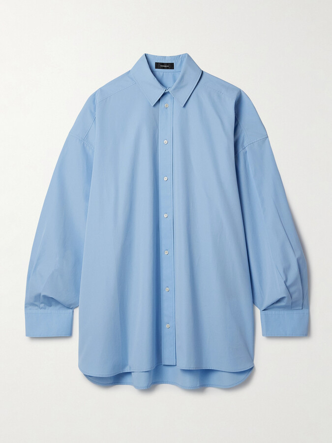 Wardrobe NYC Oversized Cotton-poplin Mini Shirt Dress - Blue