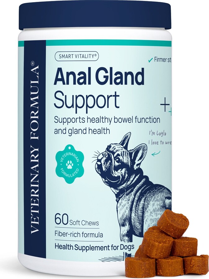 Veterinary Formula Smart Vitality Pork Flavor Soft Chew Anal Gland Support Supplement for Dogs, 60 count