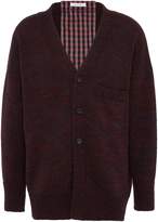 Thumbnail for your product : Delada Detachable gingham check back panel unisex wool cardigan