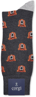 Corgi Bear-Patterned Cotton-Blend Socks
