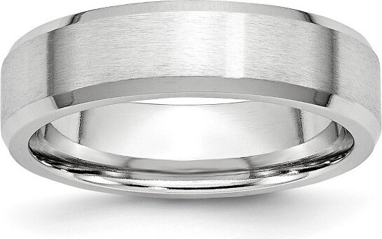 Black Bow Jewelry Co. BlackBowJewelry6mmCobaltPolishedBeveledEdgeFlatSatinStandardFitBandSize8.5