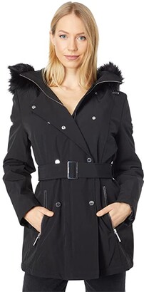 calvin klein faux wool trench coat