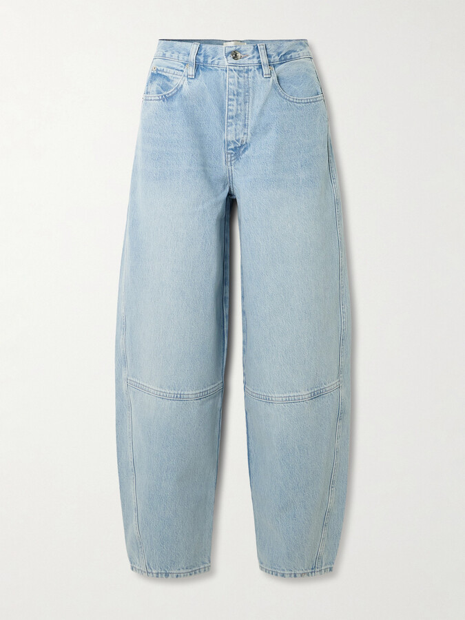 Frame The Twisted Paneled High-rise Straight-leg Jeans - Blue