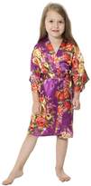 Thumbnail for your product : JOYTTON Girl's Satin Floral Kimono Bathrobe Flower Girl Robe (10,)