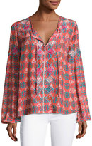 Thumbnail for your product : Tolani Alexa Long-Sleeve Printed Tunic w/ Embroidery