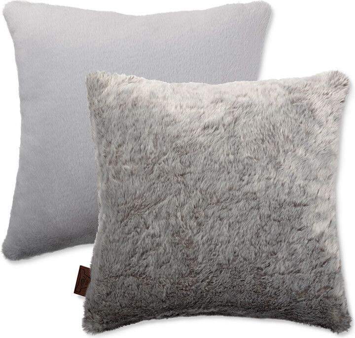 Husband Pillow 18 X 18 Throw Pillow Goose Down Feather, Square Couch Pillow Rare Grey Arctic Wolf - Fabulous Faux Fur Case & Shell, 1 PCS, 2-tone Decorative Luxury Style - Sofa, Bedroom, Adjustable Fill Zipper