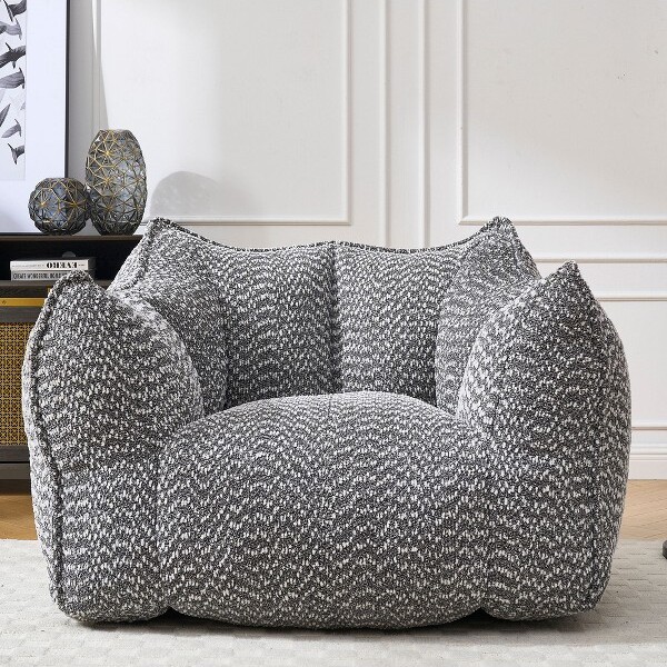 TUYOHWBeanBagChairSoftHigh-ResilienceFoamFloorChairforLastingComfortLazySofaChairforLivingRoomandBedroomLoungingGray