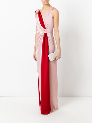 Paule Ka contrast sash evening gown - women - Polyester/Triacetate - 36