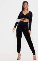 Thumbnail for your product : PrettyLittleThing Petite Black Velour Skinny Joggers