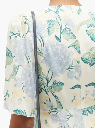 Beulah Beulah Floral-print Silk-crepe Dress - Blue Multi