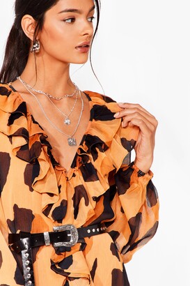 Nasty Gal Womens Flowy Leopard V Neck Maxi Dress - Brown - 8