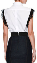 Thumbnail for your product : Dolce & Gabbana Martini-Embroidered Lace-Trim Blouse, White