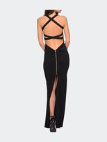 Thumbnail for your product : La Femme Body Forming Dress With Exposed Zipper And Slit
