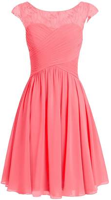 Cdress Women's Short Bridesmaid Dresses Chiffon Appliques Prom Dress Party Formal Gowns USW