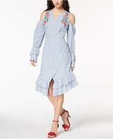 Thumbnail for your product : XOXO Juniors' Striped Embroidered Wrap Dress