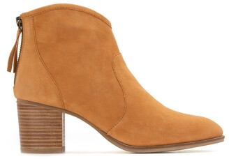 La Redoute Collections Suede Ankle Boots with Block Heel